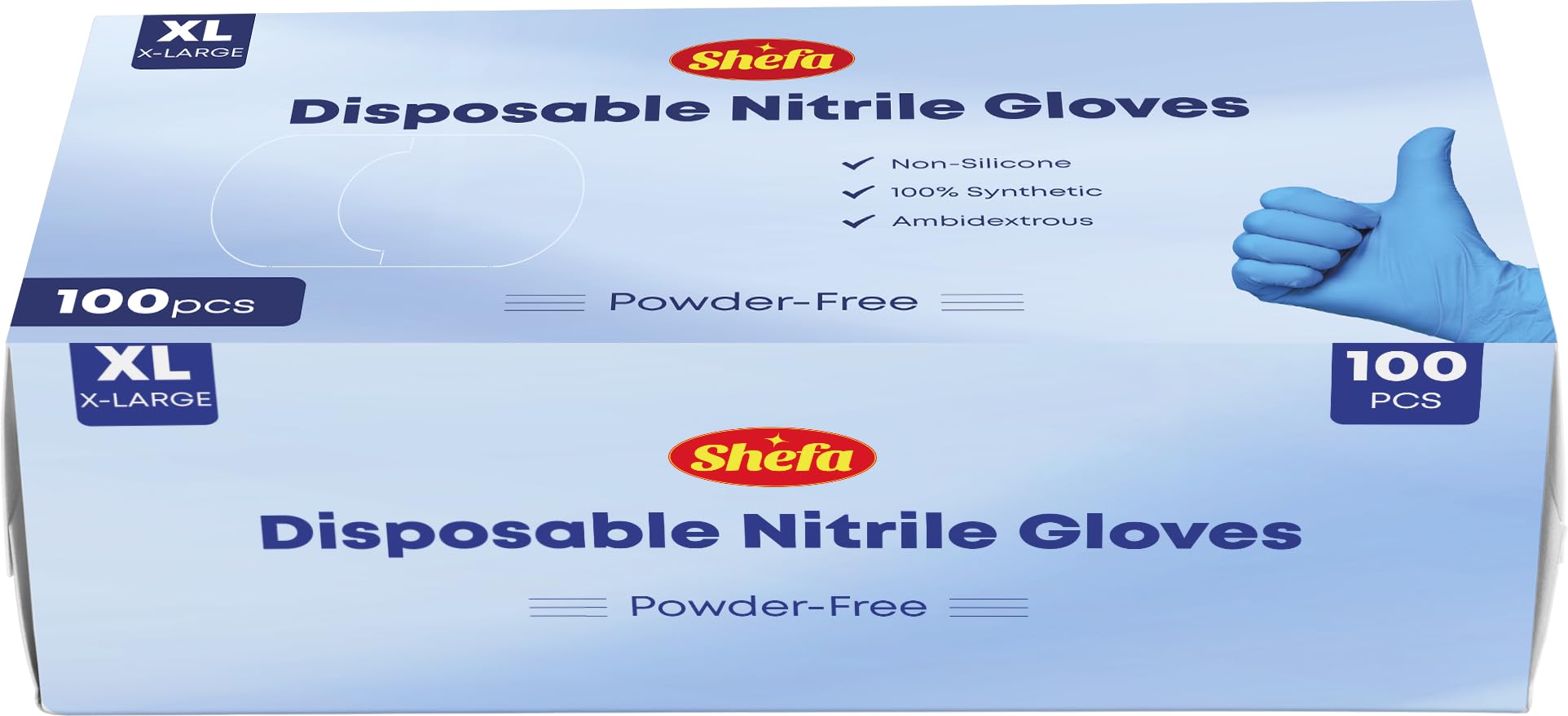 Shefa Nitril-Einweghandschuhe, Größe XL, puderfrei, Mehrzweckhandschuhe, Box mit 1000 Stück, Blau, (1000, XL)