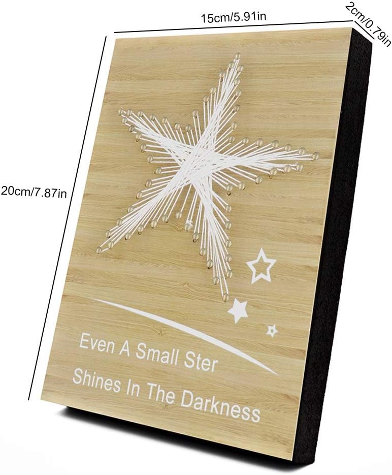 Star DIY Nail String Art Kit 3D Drawing Nails Winding Lines Painting Winding Lines Painting Featuring Novelty Pattern for Home Room Office Decoration(Wooden Color) : Everything Else