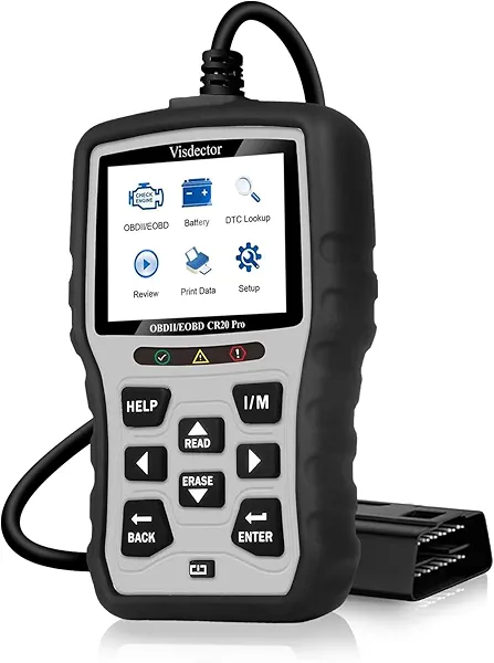 Visdector CR20 Pro Enhanced Universal OBD2 Scanner Car Code Reader Check Engine Fault Reader to Turn Off CEL Light, Read & Clear DTCs, Data Graphing, Voltage Test, Silver/Black