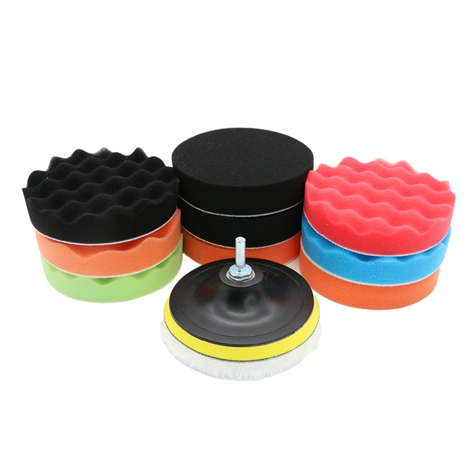 3/4/5/6/7 Pollici Auto Lucidatura Ceretta Spugna Ruota Disco di Lucidatura 12 Pezzi Set Spugna Auto Cura Tampone for Lucidatura Trapano M14 Adattatore Go (Color : 3inchM14)