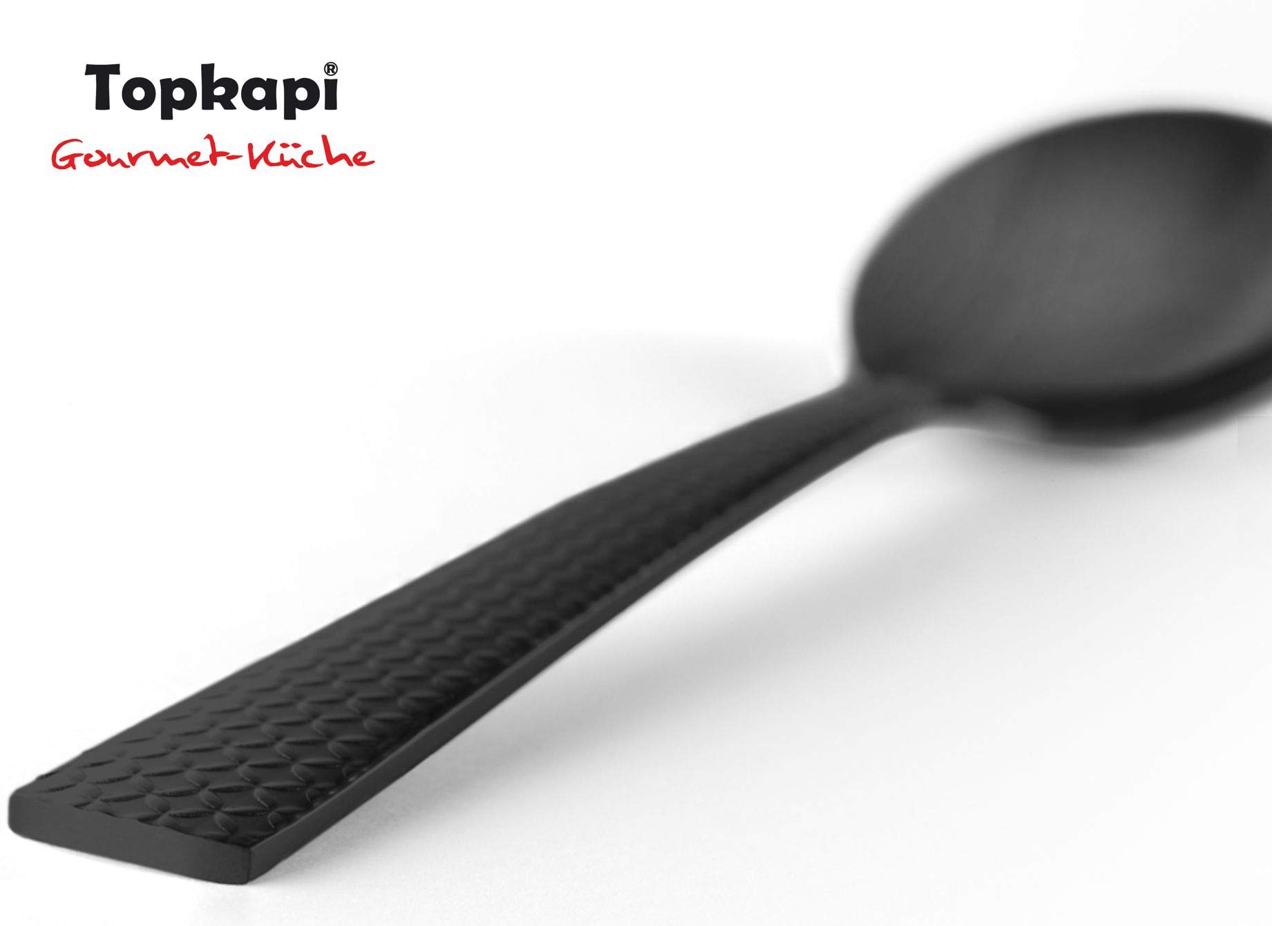Topkapi Gourmet-Küche - 7211 Schwarz – Besteck Black Panther, 24-tlg Besteck-Set, Edelstahl in Farbe Schwarz mit Design, für 6 Personen
