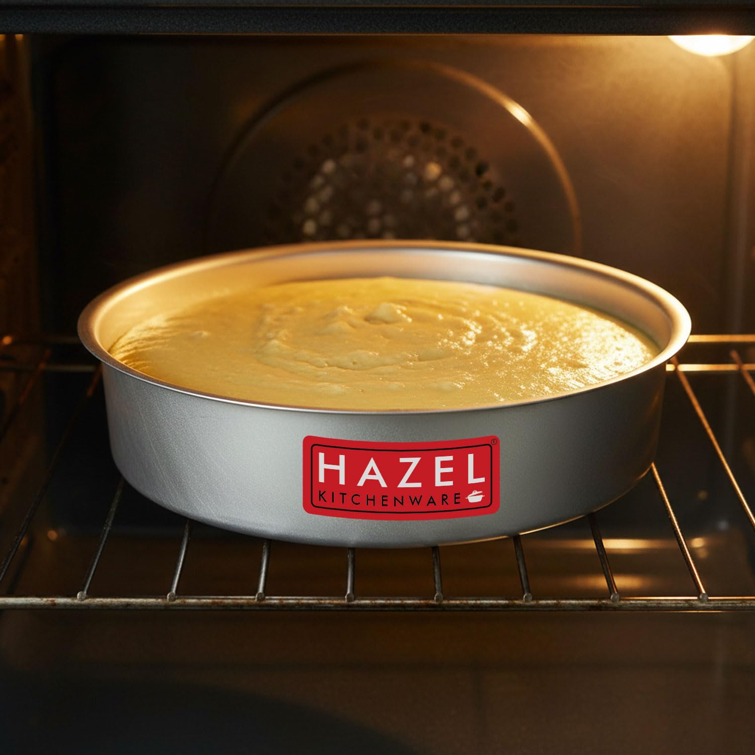 HAZEL Aluminium Round Shape Cake Mould, Large Silver Baking Pan | 1500ml Oven & Cooker Safe | 24.5 Diameter Durable Aluminium Cake Tin