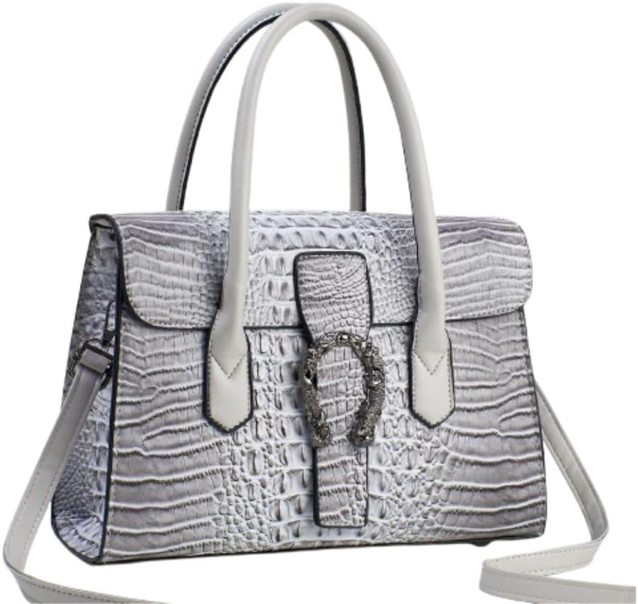 Luxury Alligator-Style Women’s Handbag – Designer Top Handle Purse with Crossbody Strap – Elegant Crocodile Pattern Satchel for Women