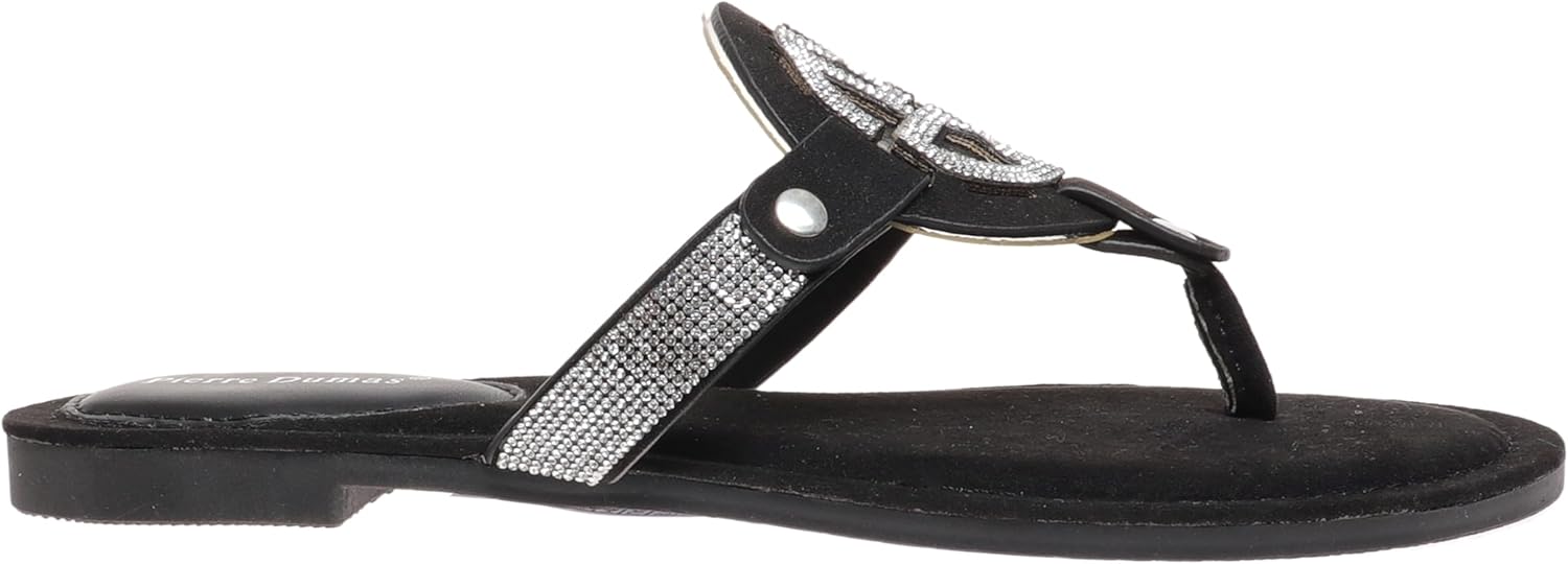 Pierre Dumas Women's Medallion Vegan Slide Thong Flip Flop Flat Sandal
