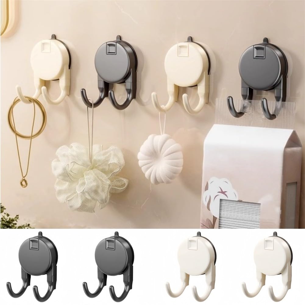 Lot de 4 crochets à ventouse, crochets pour serviettes, crochets de douche, crochets de salle de bain, réutilisables et solides pour porte en verre de cuisine, mur de porte en verre, gris