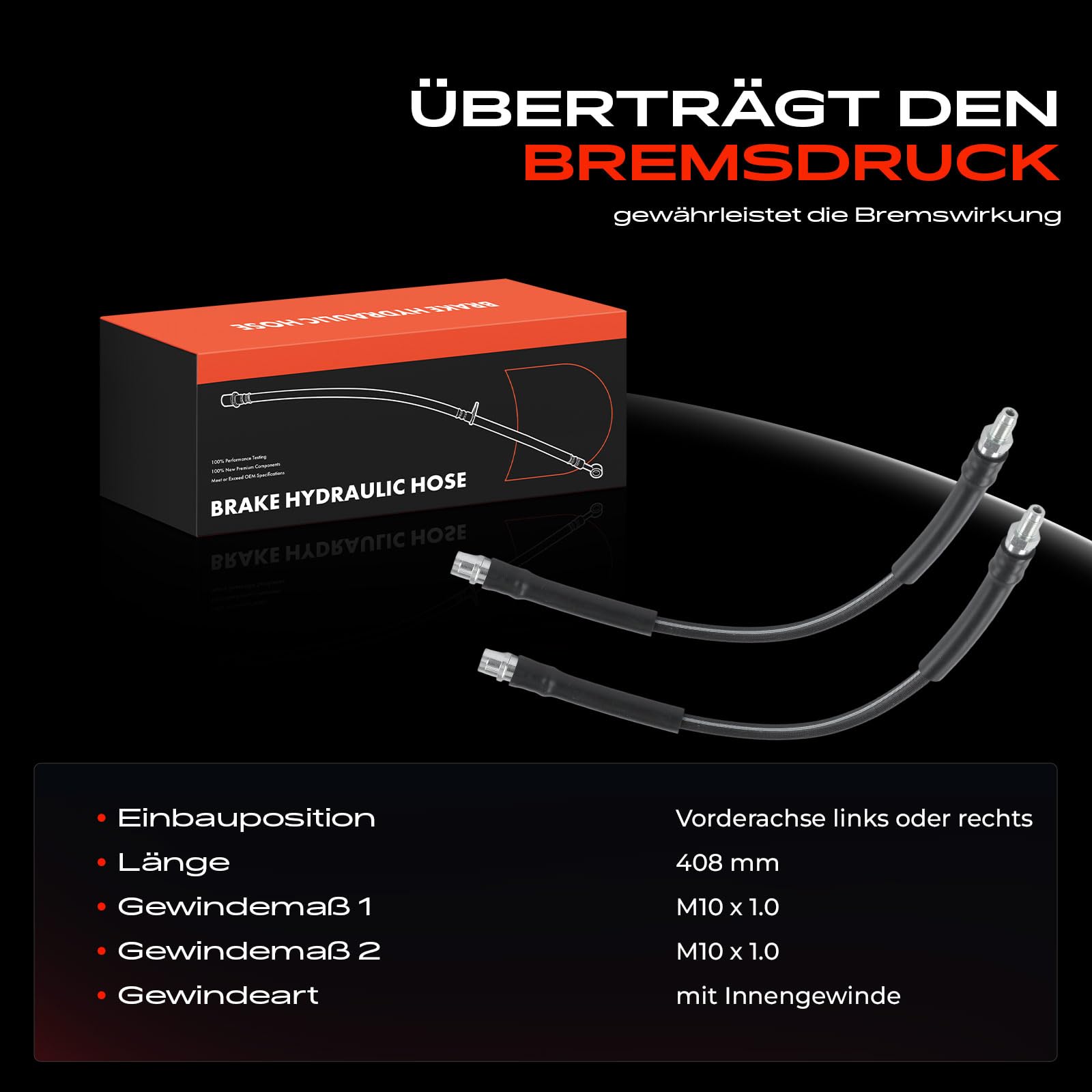 Frankberg 2x Bremsschlauch Vorne Links Rechts Kompatibel mit C219 CLS280 CLS300 CLS320 CLS350 CLS500 2004-2010 W211 E200 E220 E230 E280 E320 2002-2015 Replace# 2304200048