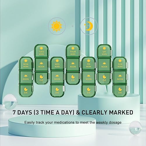 Miniatura 4 de ZDQZC - Pastillero semanal 3 veces al día, pastillero de viaje para 7 días con compartimento grande, dispensador diario de píldoras, contenedor de