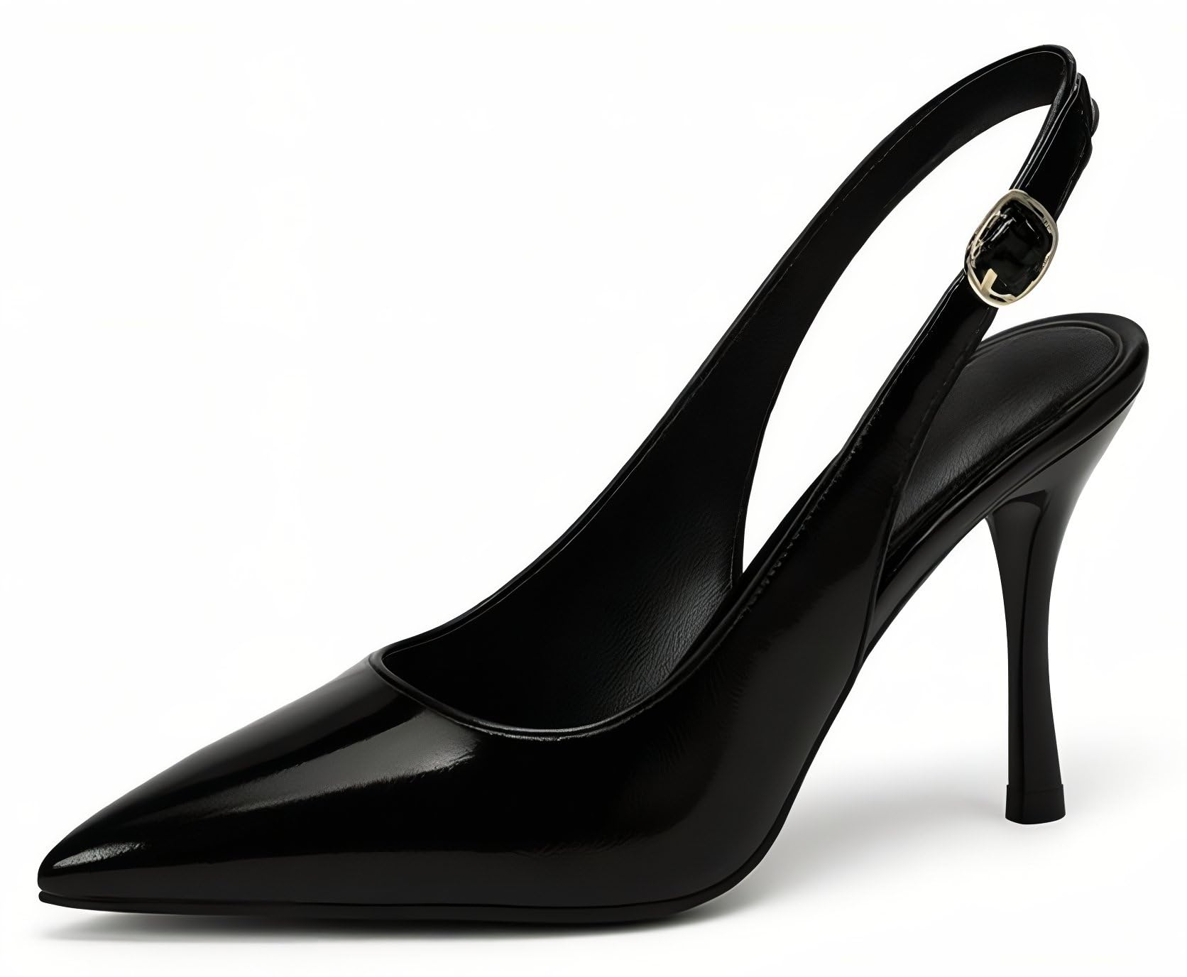 Escarpins Noirs Slingback avec Talon Aiguille 7 cm pour Femmes - Chaussures Pointues Élégantes - Idéales pour Soirée Et Mariage