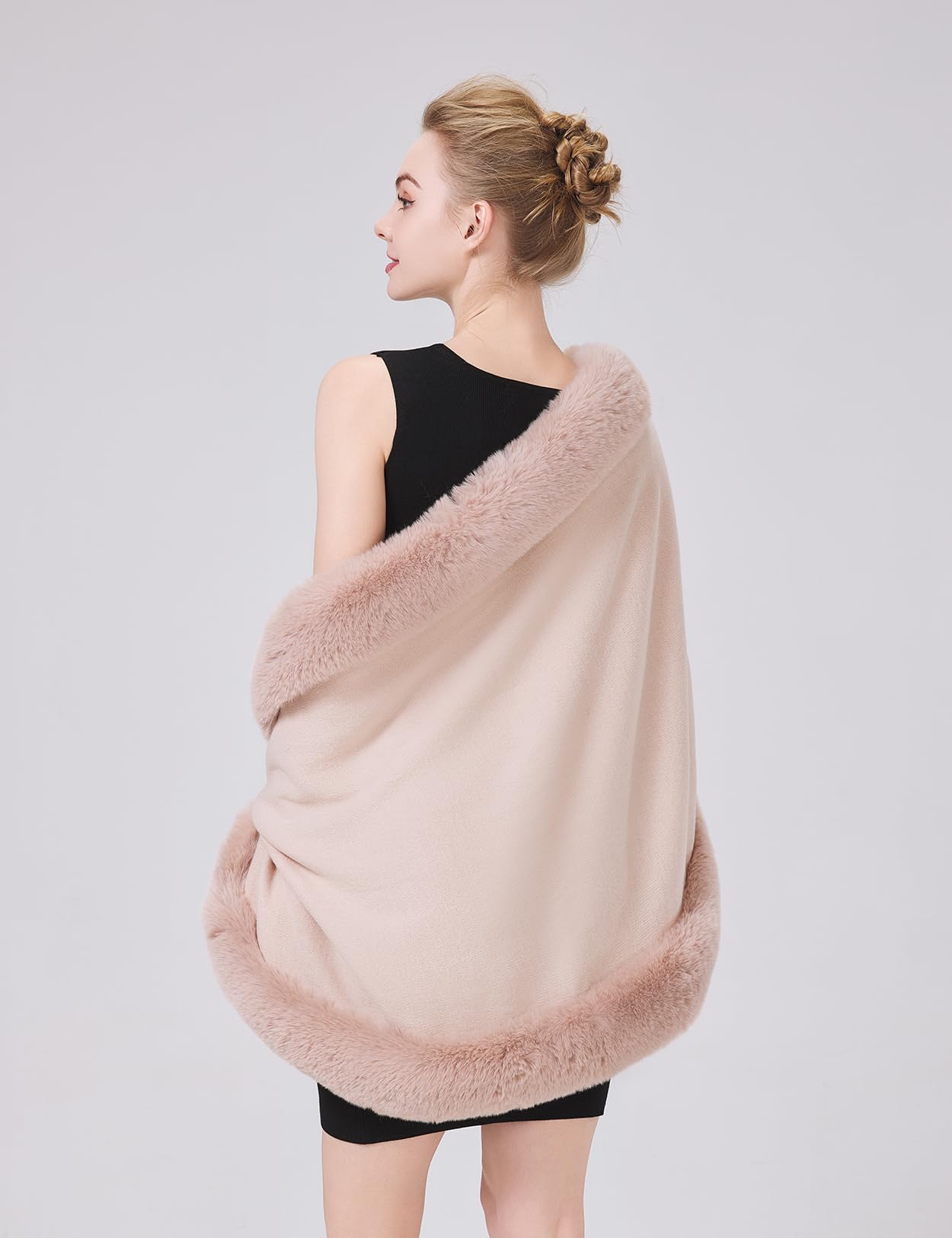 BEAUTELICATE Chal de Pelo Sintético Mujer Bolero Poncho Capa para Invierno Bodas Novia