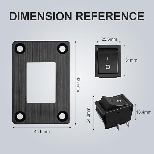 Vista 19 de Interruptor basculante de barco KCD1 negro de 2 posiciones y 2 pines SPST interruptor de panel 6A 250VCA 10A 125VAC, con 4 terminales azules 1pcs