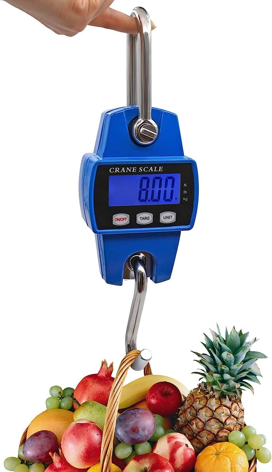 300KG Professional Fish Scale Mini Blue Hanging Scale Portable Hook Crane 660lbs Electronic Scale Heavy Duty Weight Scale Weight Measure Tool with Accurate Sensor