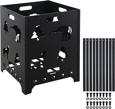 Burn Barrel 21x21x27 Inch Burn Cage Carbon Steel Burn Drum Garden Waste Cage Incinerator Barrel with Handle for Paper Leaf Trash Wood Backyard Bonfire