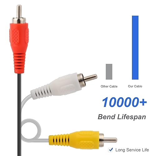 Miniatura 6 de Cable AV N64, cable de audio y video compatible con juegos de TV Nintendo 64N64GamecubeNGCSNES, compuesto de 1.8 M6 pies, 3 RCA chapado en oro