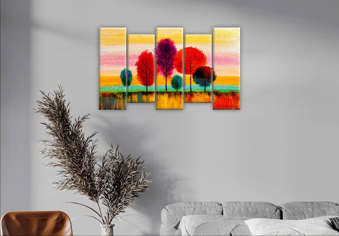 SAF Set of 5 Beautiful Scenery UV Textured Nature Home Decorative Gift Item Self Adeshive Large Panel Painting 18 Inch X 30 Inch SANFPNL30882