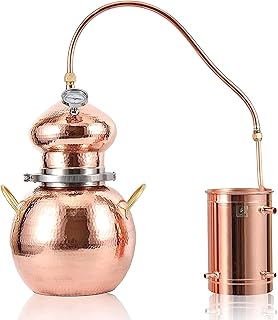 Home Moonshine Still Distiller 10 Liter Moonshine Still, Pure Copper Small Still Set with Thermometer and Pump Hose, for Home Brewing DIY Whisky Wine Brandy Making