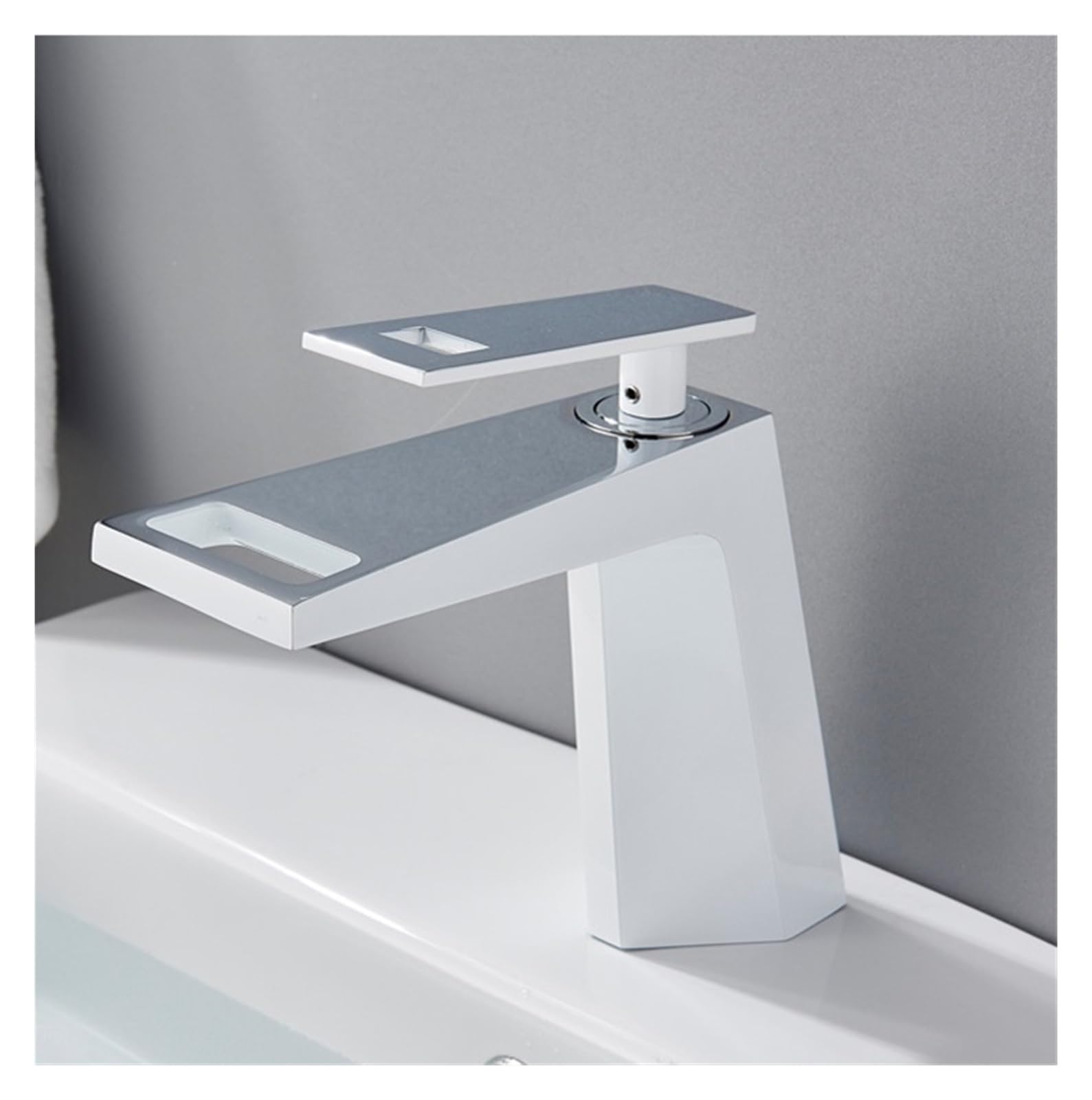 Robinet cascade salle de bains blanc mitigeur lavabo eau chaude froide