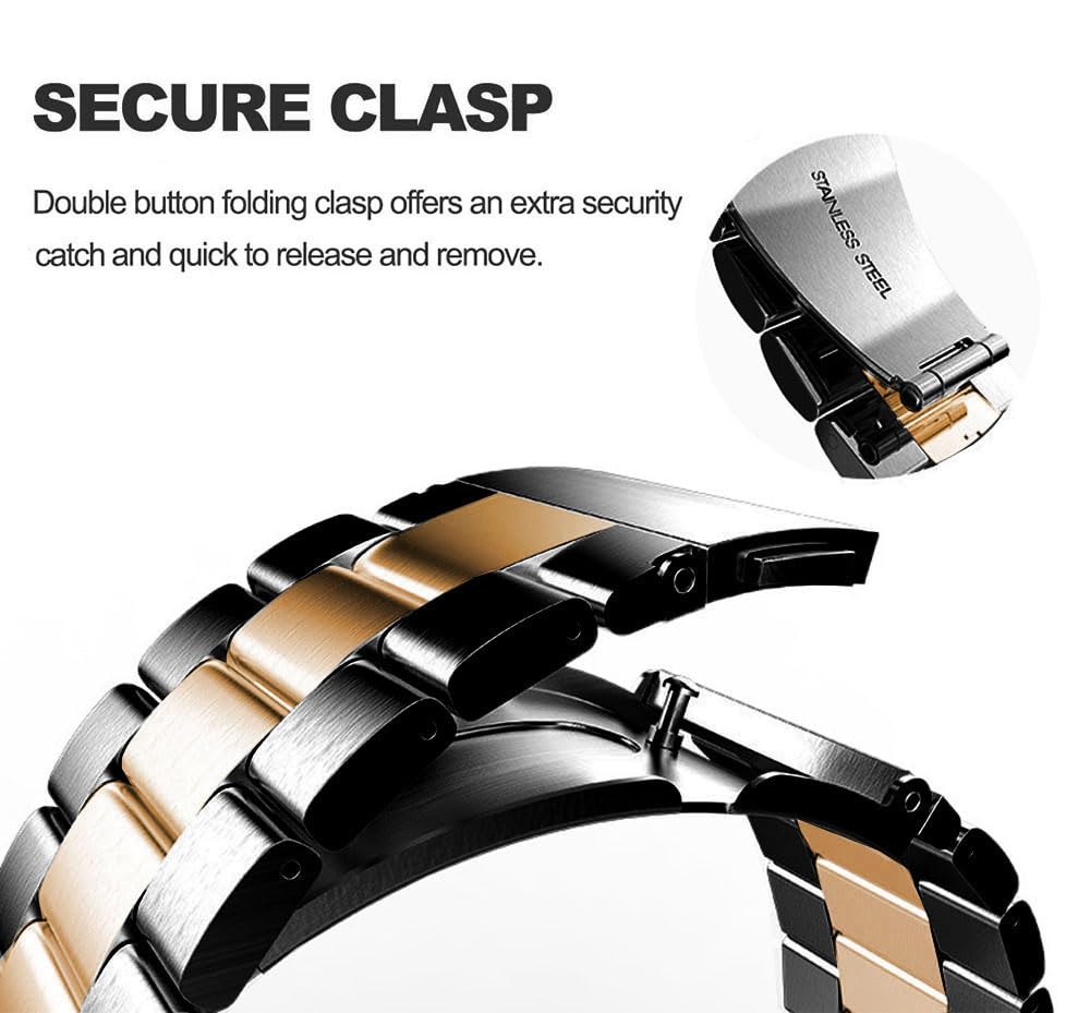 Bracelet de montre compatible avec Samsung Galaxy Watch 8 40 mm/44 mm/8 Classic 46 mm, bracelet de rechange en acier inoxydable solide sans espace pour Galaxy Watch 8/8 Classic pour homme et