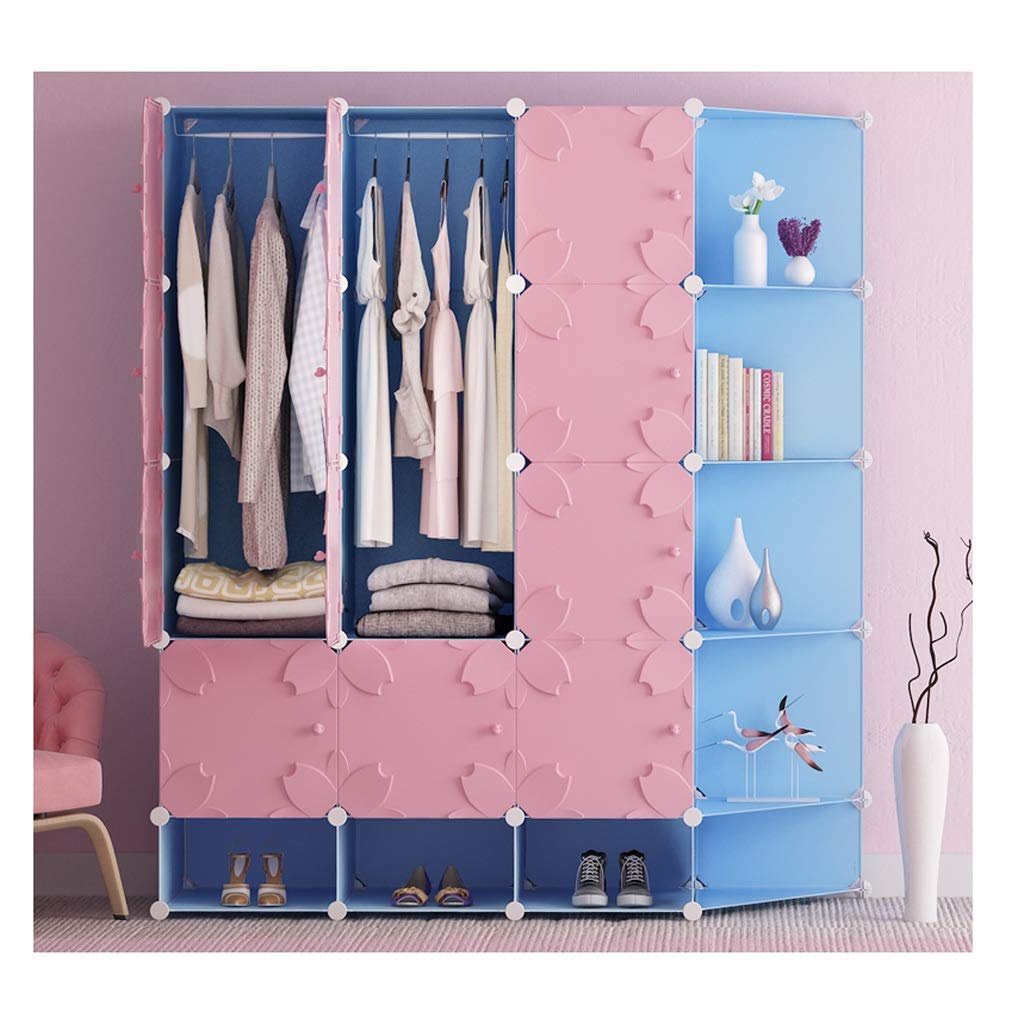 Armario de plástico portátil para ropa arrugada: gabinete modular con colgador