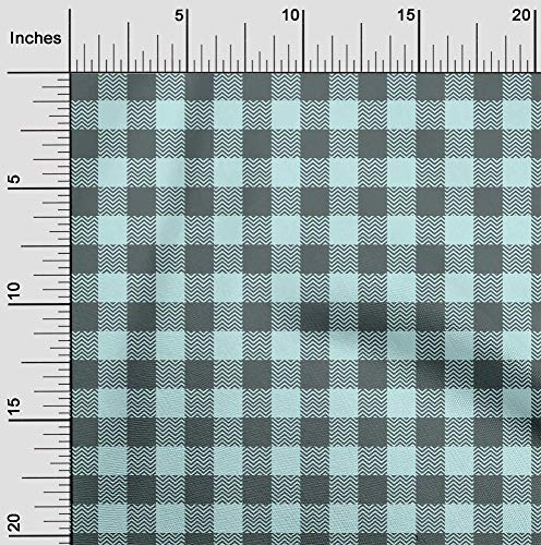 oneOone Cotton Cambric Baby Blue Fabric Gingham Check Sewing Material Print Fabric By The Yard 56 Inch Wide