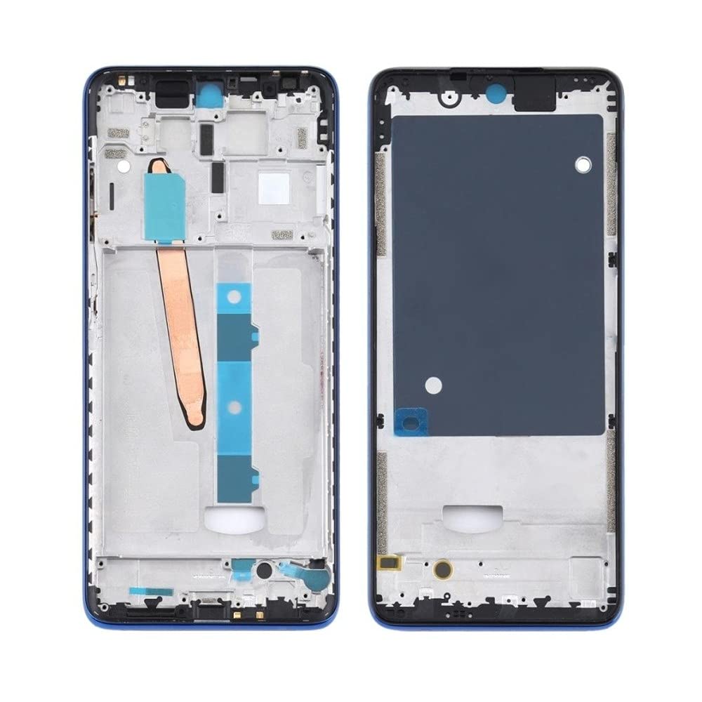 PS FORTUNET New Metal Middle Frame Front Bezel Faceplate Housing Case Chassis LCD Holder with Side Volume Keys for Poco X3 MZB07Z2IN (Blue)