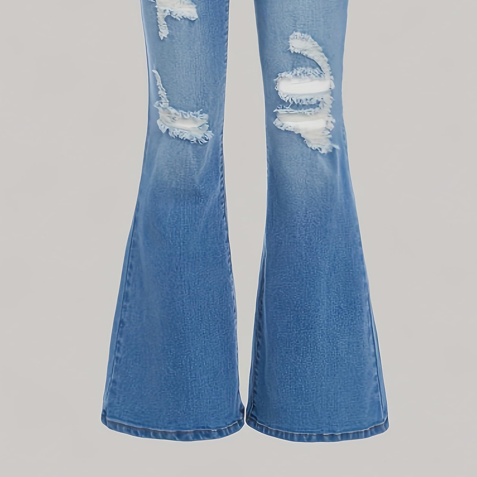 Generisch Teenager Hohe Taille Bootcut Hosen Kinder Elastischer Bund Low Rise Schlagjeans Jeanshosen Mit Ausgestelltem Bein Jugendliche Y2K 2000Er Denim Hosen Jogging Hose