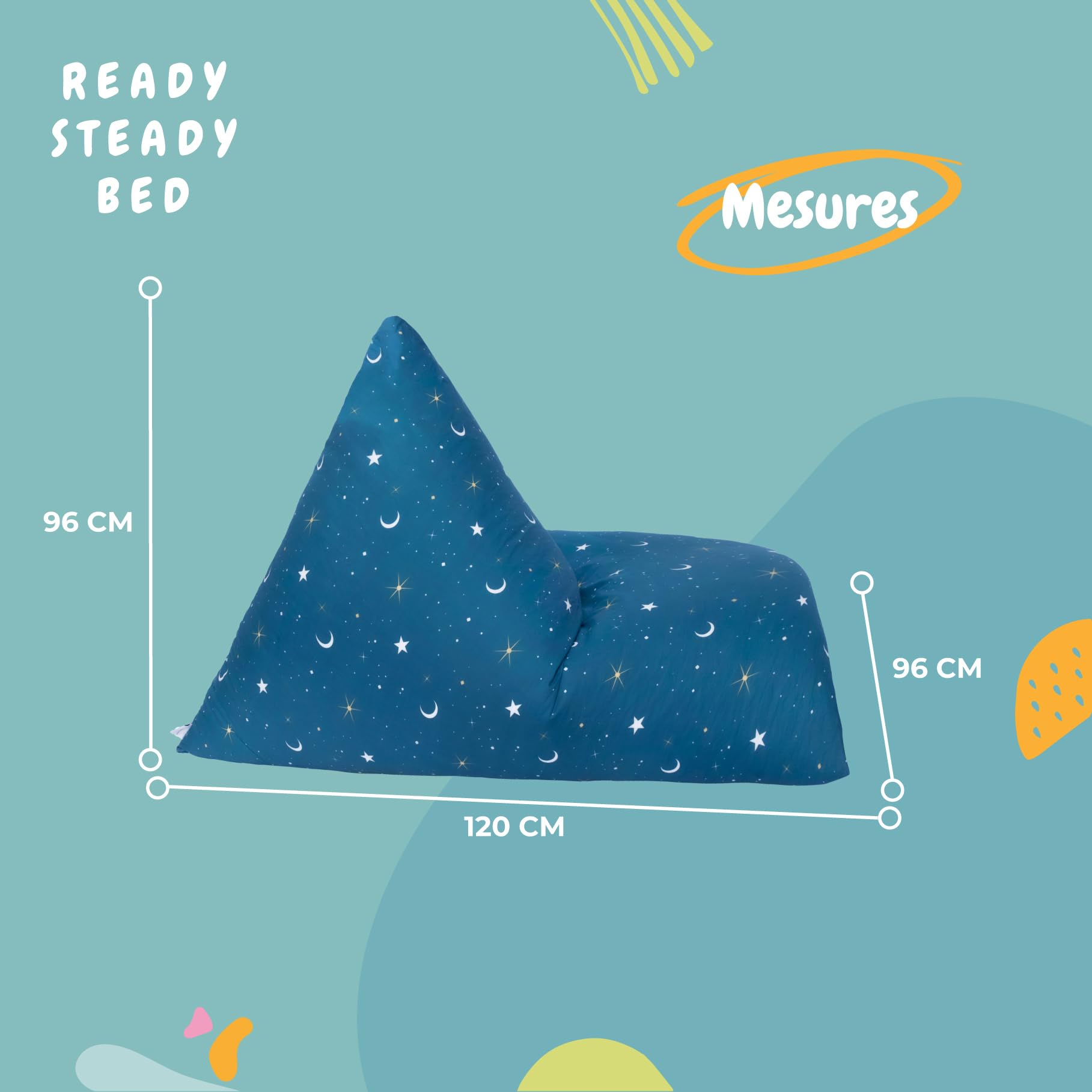 Ready Steady Bed Sac à fèves en Forme de Pyramide pour Enfants | Meubles Confortables pour Enfants | Siège de Relaxation Doux et sûr pour Les Enfants Salle de Jeux (Clair de Lune)