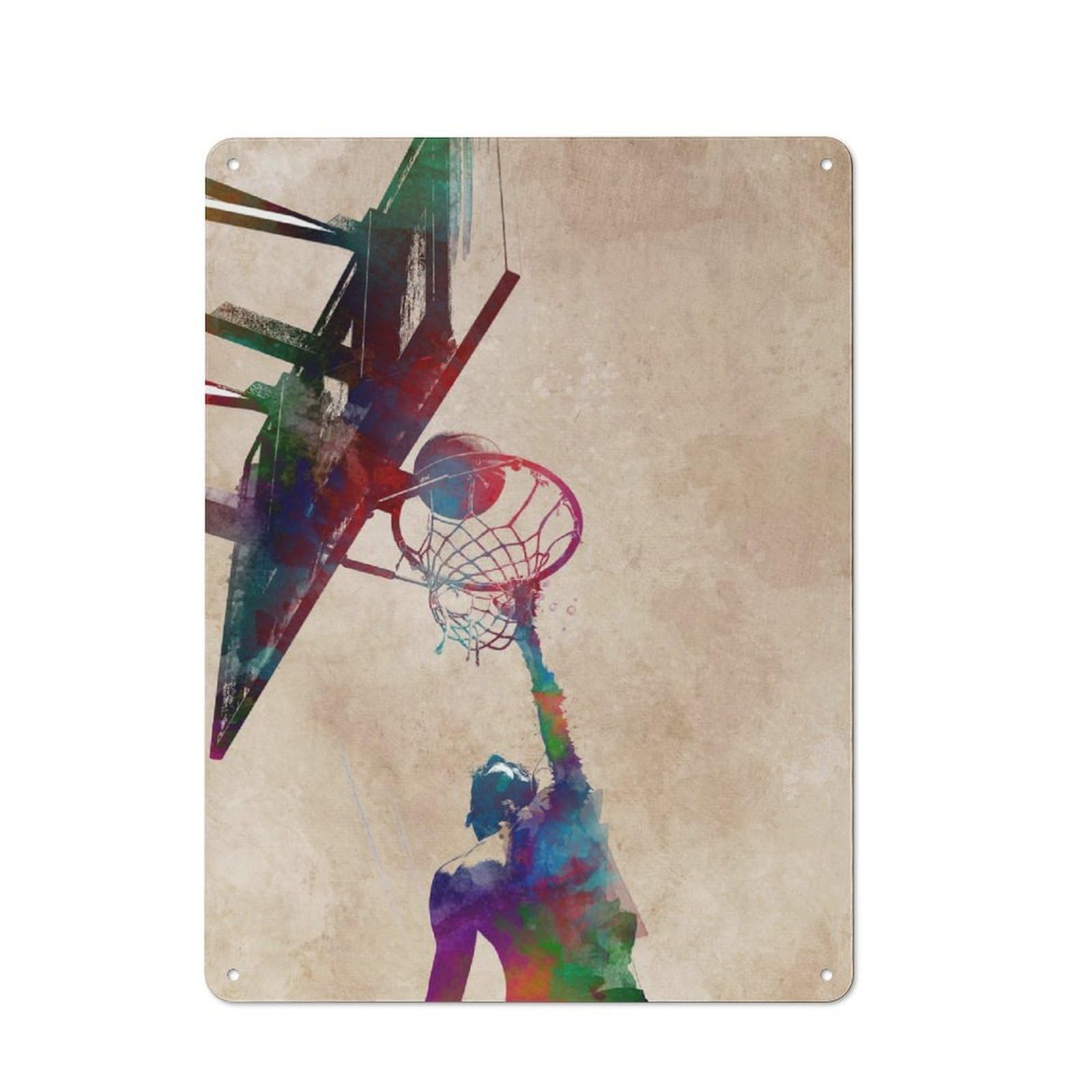 Junmoney Basketball Sport Tin Wall Plaque 40X30cm With For Bar Or Restaurant, Suited To Bar Decor Enthusiasts