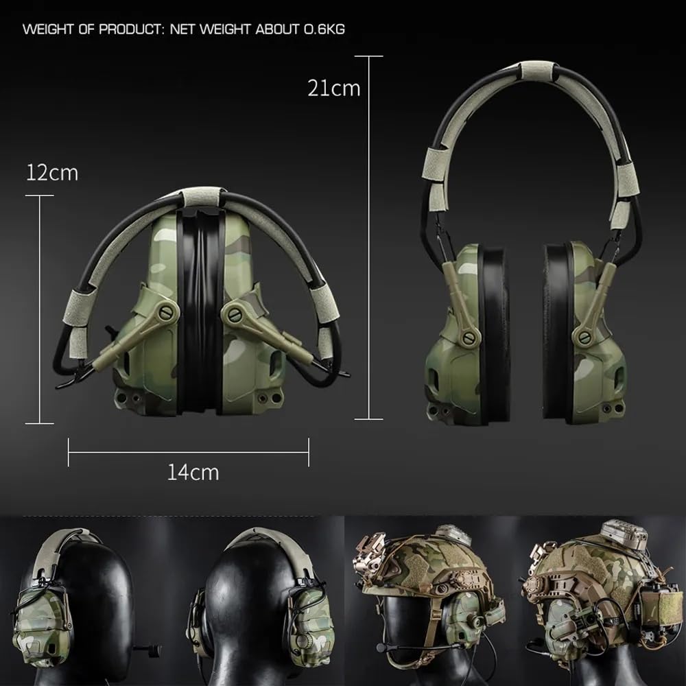 ACEXIER Cuffie tattiche Militari per la Caccia e Il tiro a Segno Cuffie a riduzione del Rumore per Ops Core Arc e Wendy M-Lok Casco Montato sulla Testa Doppio Uso