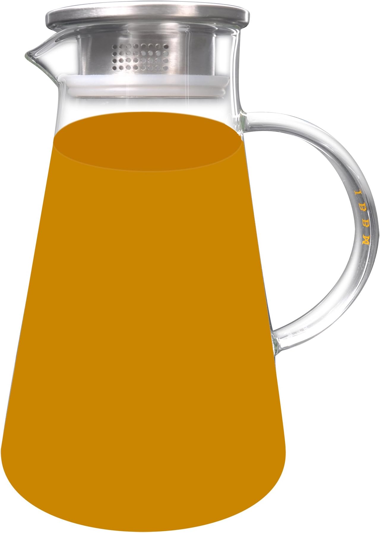 80 OZ Super Large Heat Resistant Glass Beverage Pitcher with Stainless Steel Lid - Borosilicate Water Carafe with Spout and Handle โ Perfect for Homemade Juice & Iced Tea by IBBM