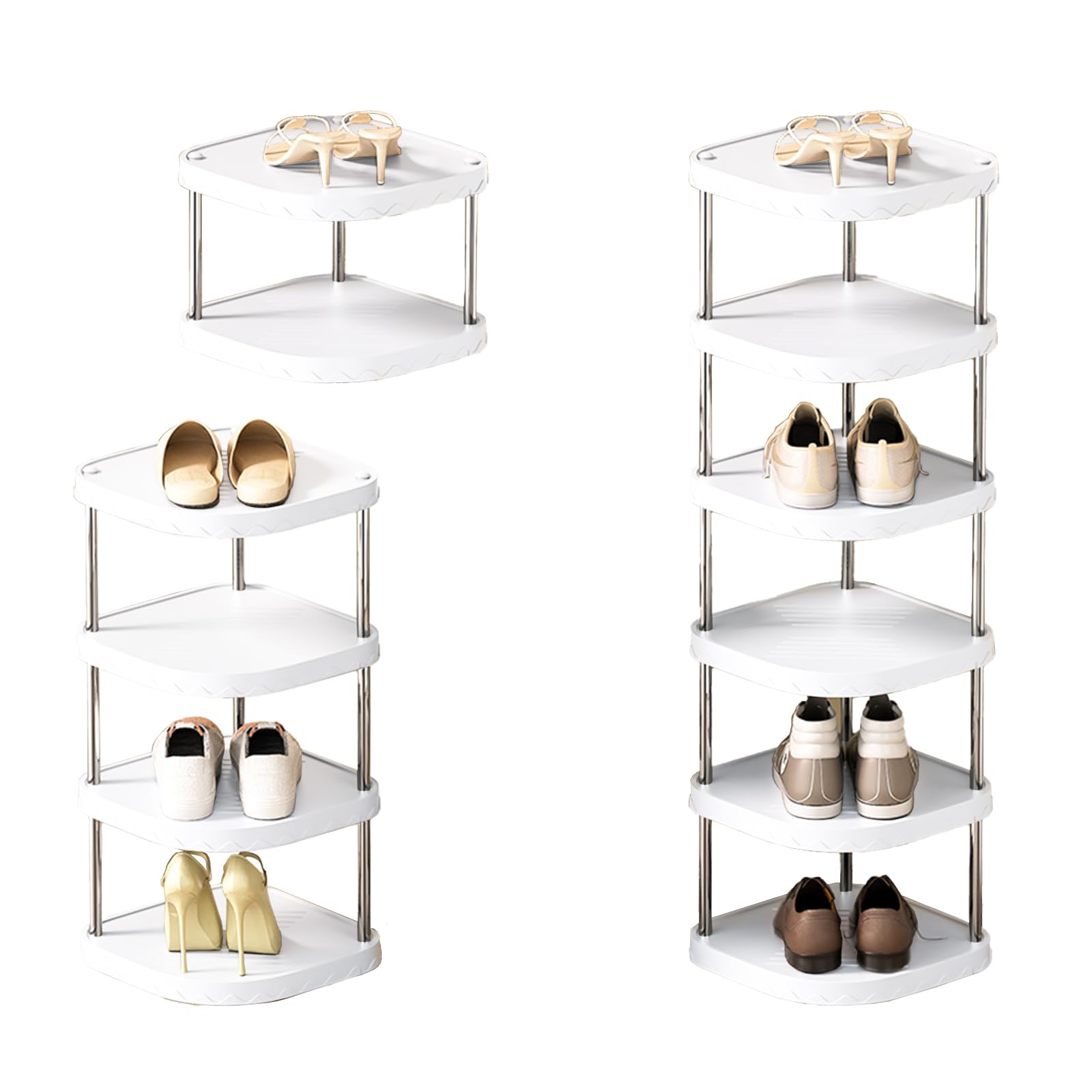 Mooisco 6 Tier Vertical Shoe Rack Adjustable Free Standing Storage Shelf Durable Corner Narrow Storage for Entryway, Closet, Bedroom, Living Room,