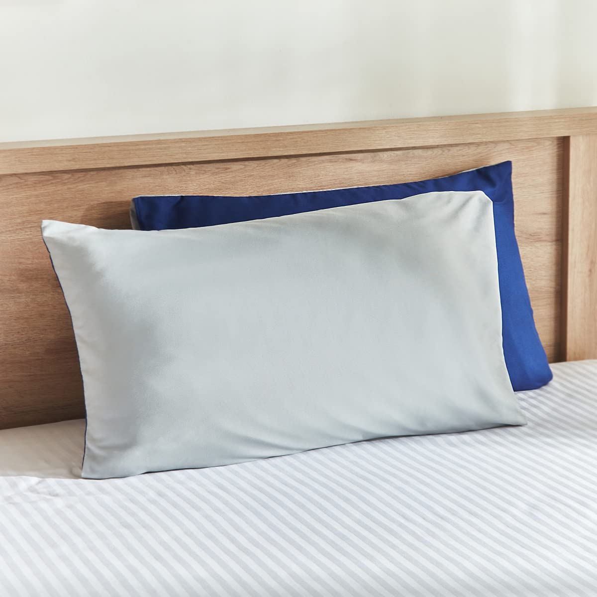 Home BoxVera 2-Piece Reversible Microfibre Pillow Cover Set 50 X 75 Cm Blue