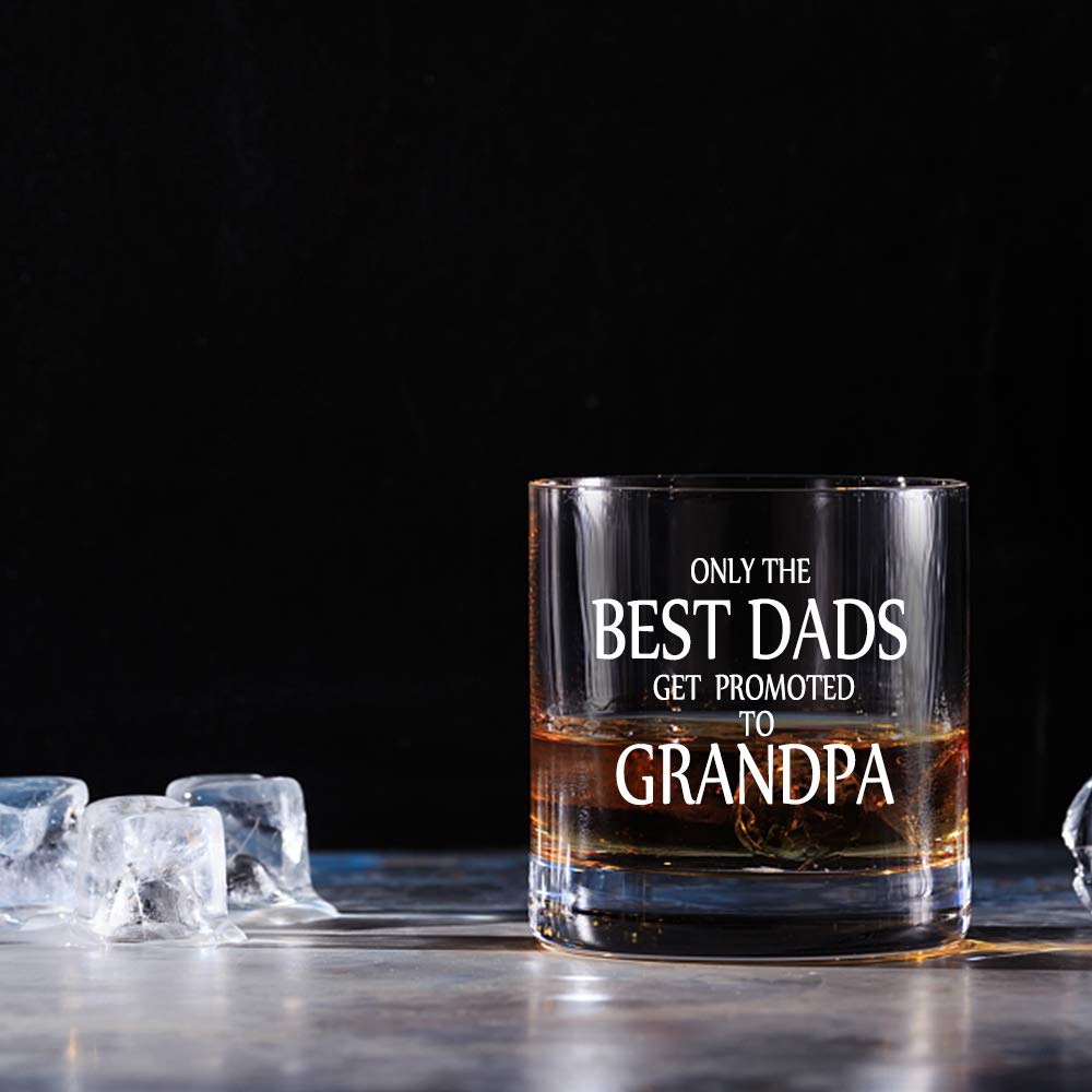 Perfectinsoy Only The Best Dads Get Promoted To Grandpa Kieliszki do whisky, ogłoszenie ciąży, prezent dla dziadka od wnuka, prezenty dla dziadka dla siostrzeńca, męża, taty, kolegi