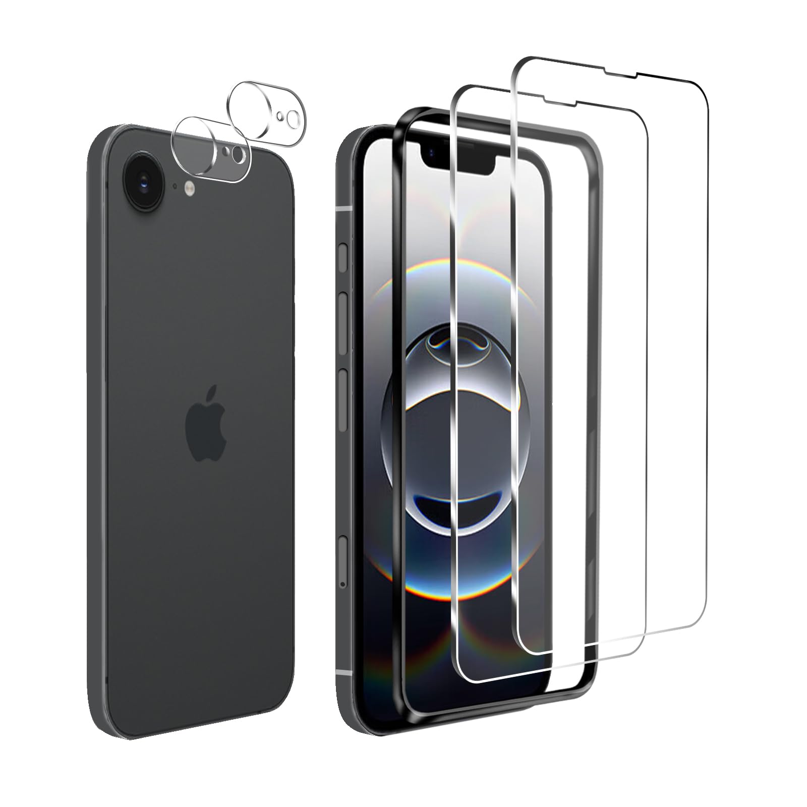対応 iPhone 16e ガラスフィルム 【ガイド枠付き】2*強化ガラス 2*…