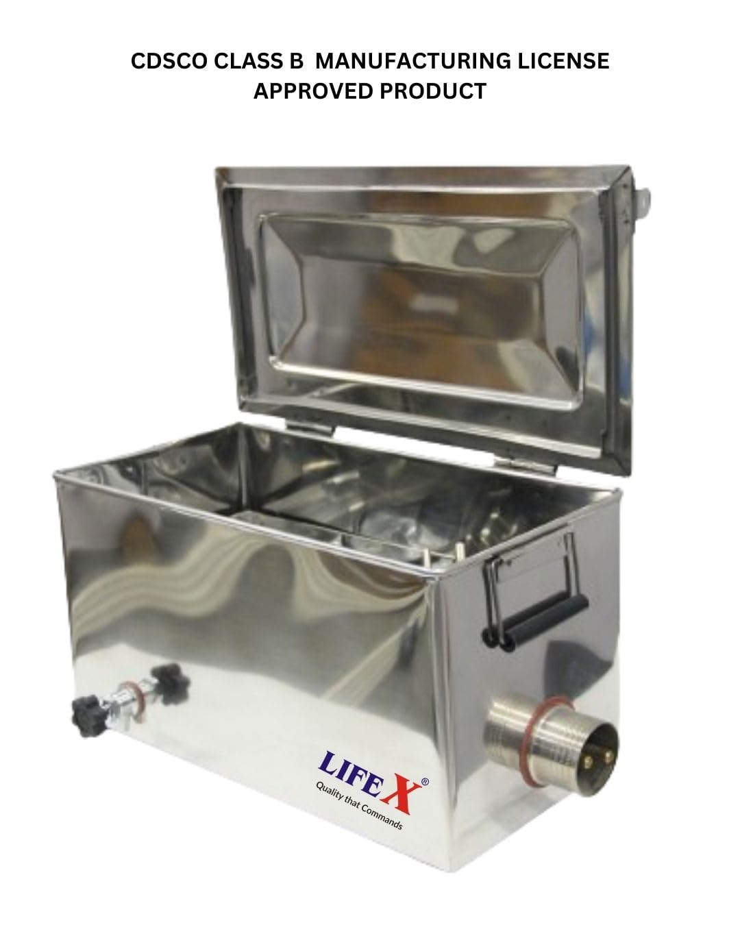 LIFEX CDSCO Class B License Electric Instrument Sterilizer 18" x 8" x 8" with accessories | Deluxe | Stainless Steel - Image 3 thumbnail