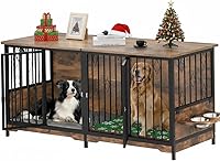 Vista 9 de Mueble de jaula para perros grandes de 88.6 pulgadas, perrera de madera con cuencos y 3 puertas, mueble de jaula doble soporte para TV para perros