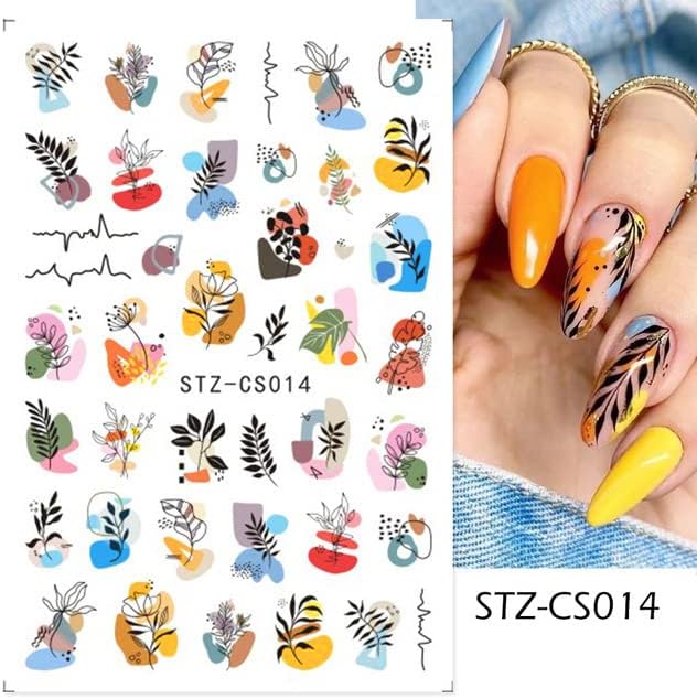 Miniatura 6 de 8 hojas de calcomanías para arte de uñas, diseños de líneas abstractas, diseños geométricos para uñas, diseño de geometría de amor de corazón,