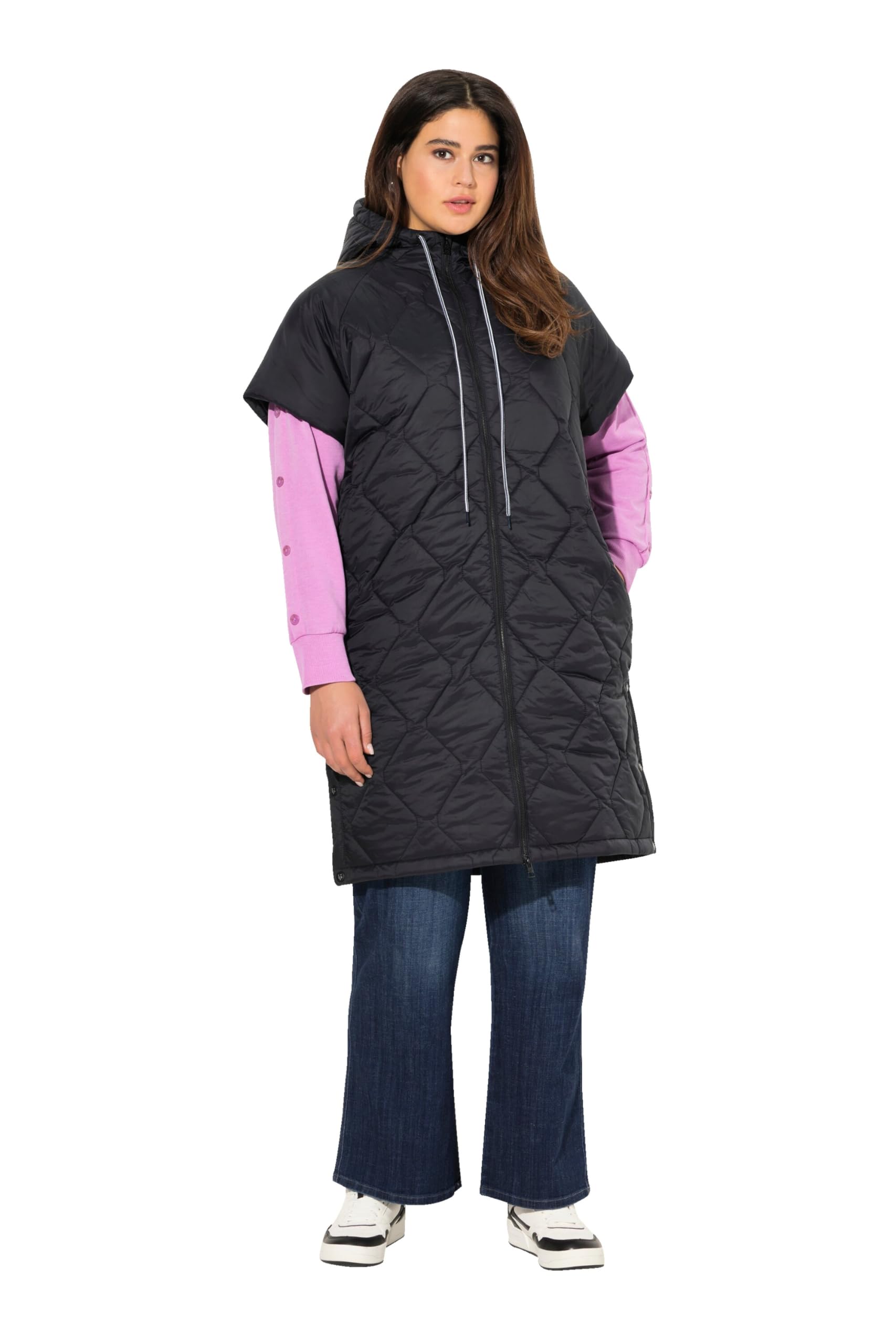 Ulla Popken Damen große Größen Übergrößen Plus Size HYPRAR Steppweste, Tunnelzug, 2-Wege-Zipper, recycelt 828834