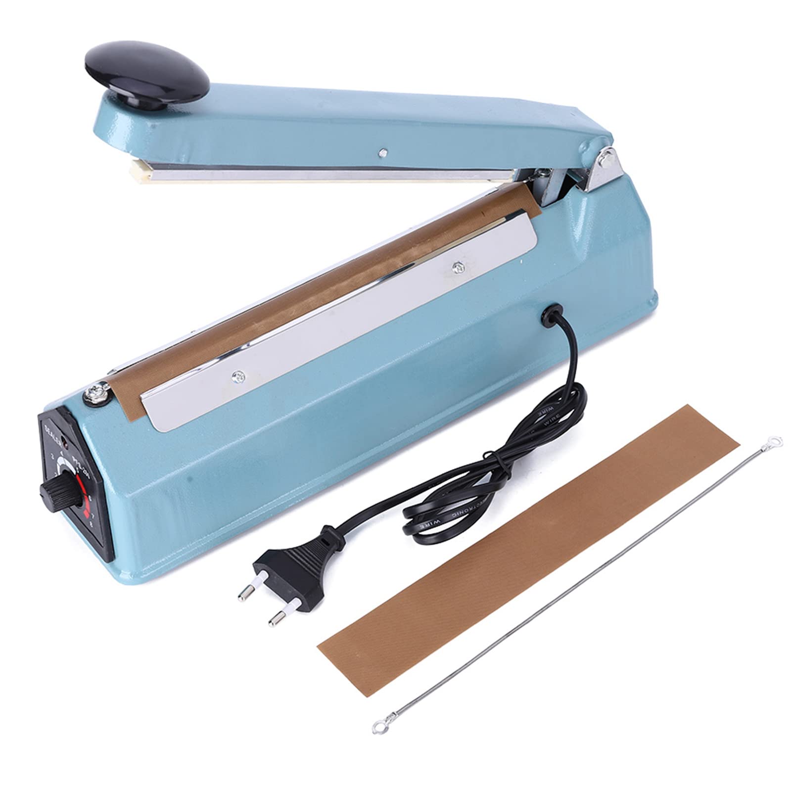 YWBL-WH Sigillatore per Sacchetti Termosaldatore Manuale a Impulsi Sigillatore per Sacchetti in Plastica con Panno Antiscottatura Indicatore LED Temperatura Regolabile a 8 Livelli (Spina europea 220