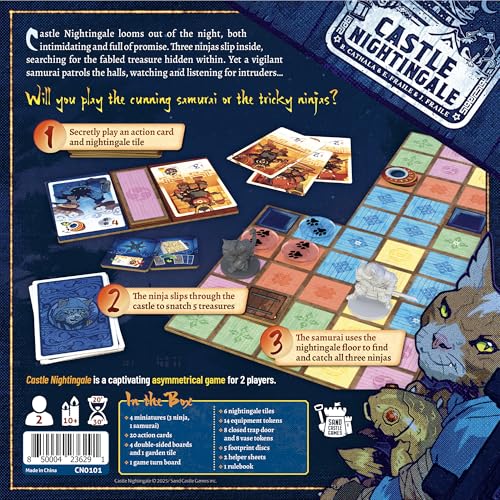 Image of Castle Nightingale Board Game | Stealth Ninja vs. Samurai Strategy Game with Modular Boards, Competitive Asymmetric Gameplay, Ages 10+, 2 Players, 30 Minutes