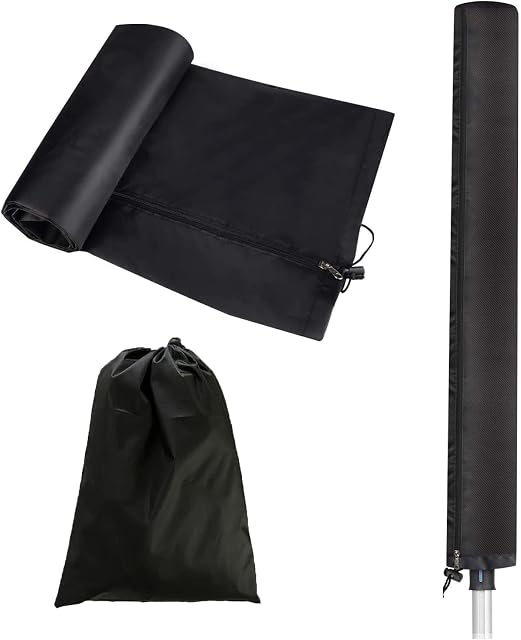 Rotary Washing Line Cover, 180x16x16cm Rotary Airer Cover With Zip Large 420D Oxford Fabric Anti-UV Clothes Airer Protective Cover Waterproof Clothes Airer Cover with Storage Bag, Black