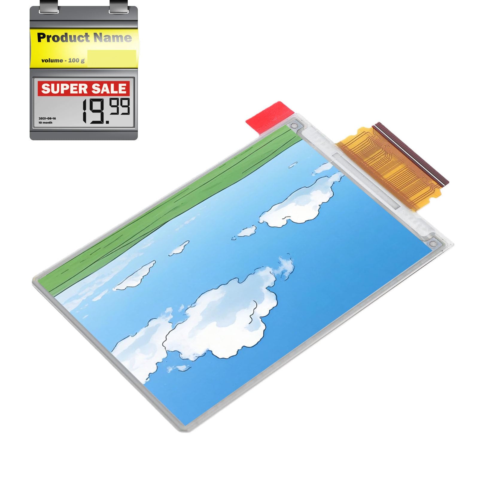 Cocoarm Pantalla de Papel Electrónico de 3,6 Pulgadas, Pantalla de Tinta Electrónica a Todo Color 600 X 400 Píxeles con Interfaz SPI, sin Placa de Controlador, ángulo de Visión Amplio de bajo