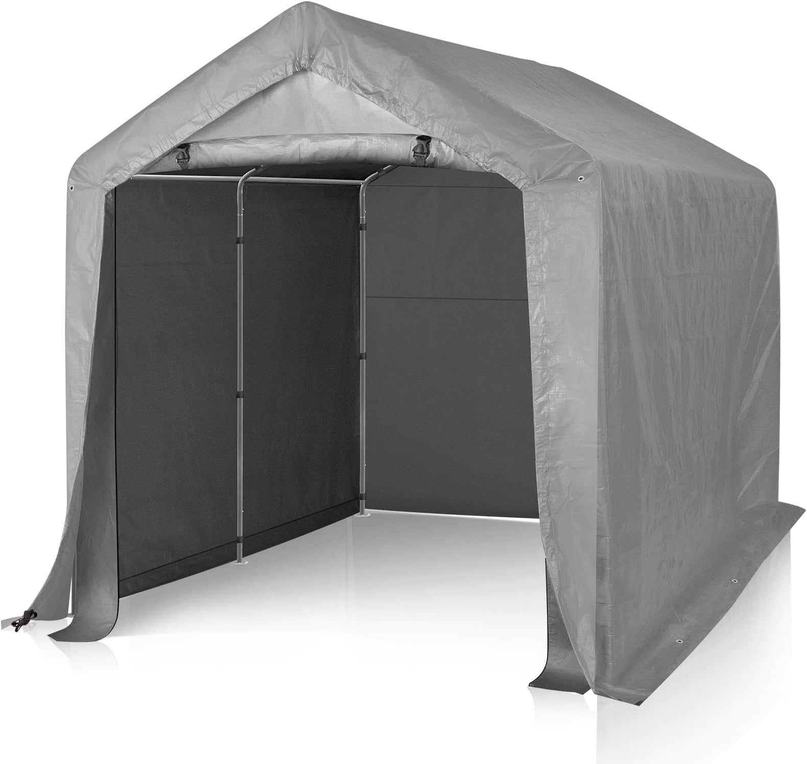 Outvita Outdoor Portable Storage Shed Tent, 8x8 ft Waterproof Carport with Roll-Up Zipper Door and Durable Galvanized Steel Frame, Ideal for Motorcycle, GTV, Bike, Wood Tool Lawn Mower Storage