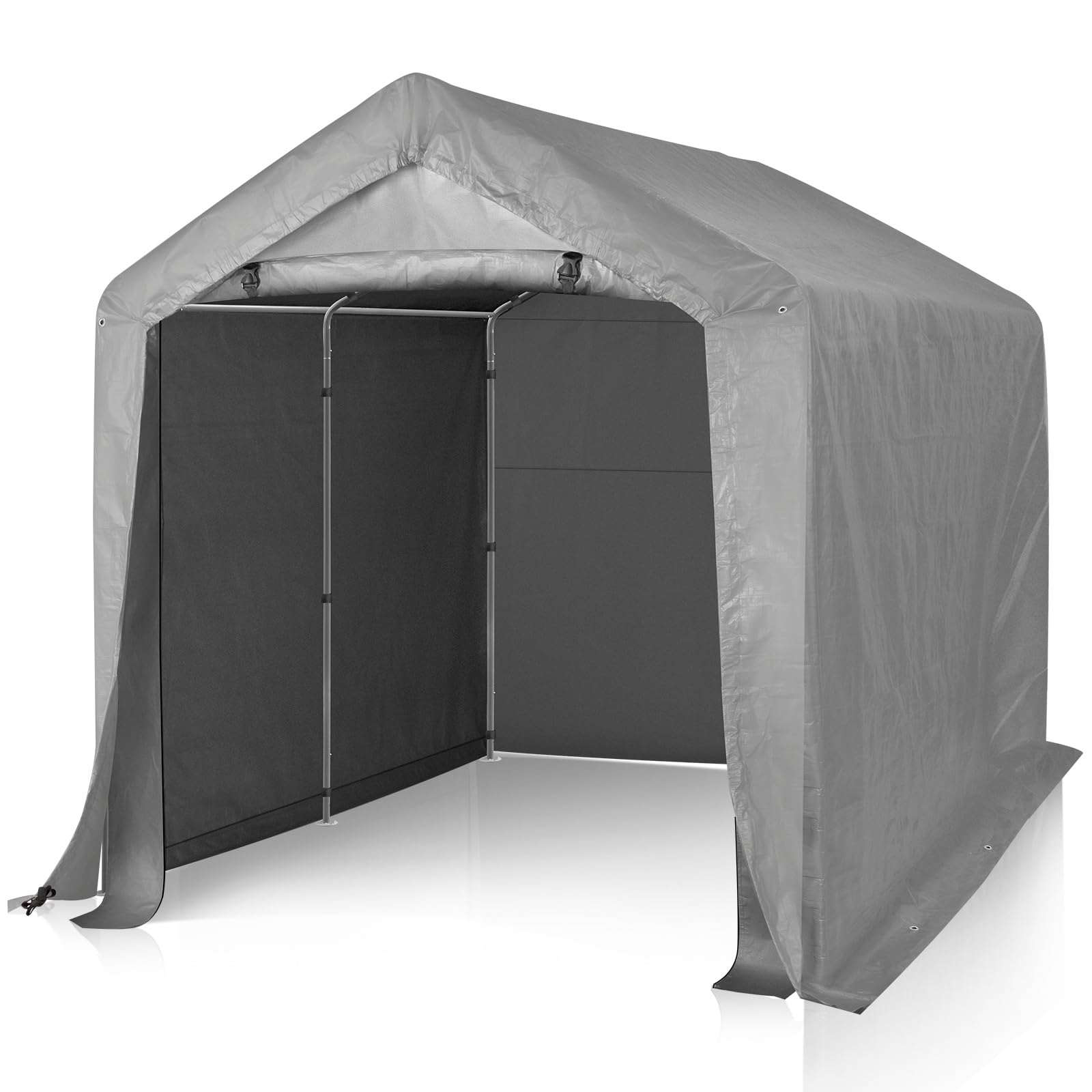 Outvita Outdoor Portable Storage Shed Tent, 8x8 ft Waterproof Carport with Roll-Up Zipper Door and Durable Galvanized Steel Frame, Ideal for Motorcycle, GTV, Bike, Wood Tool Lawn Mower Storage