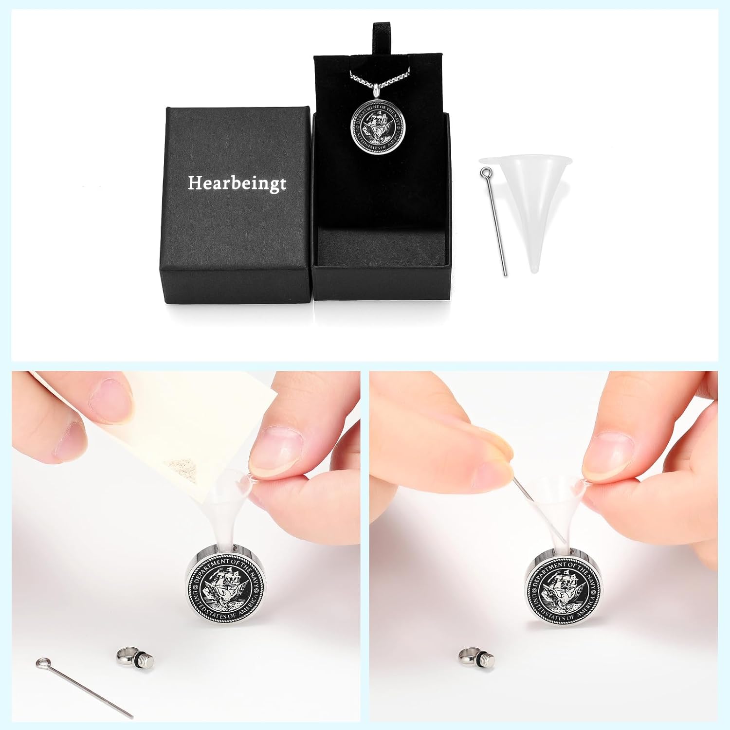 Hearbeingt Cremation Jewelry for Ashes USA Army/Air Force/Navy/Firefighter Memorial Urn Necklace for Ashes Keepsake Pendant for Women Men - Image 6