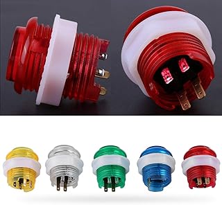Qcwwy Arcade Button, 5Pcs LED Illuminated 5V Push Button with Microswitch for Arcade Game 24mm