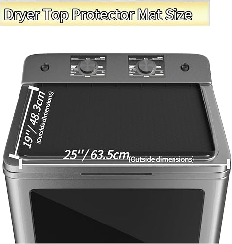 Miniatura 2 de Tapete protector superior para secadora, cubierta de silicona para secadora de la parte superior, 25 x 19 pulgadas, impermeable, antideslizante,