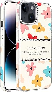 جراب حماية لموبايل آيفون 15 مقاس 2.1 بوصة للنساء والبنات من دلع موبايلك بظهر من جلد صناعي بنقش زهور، جراب موبايل صلب من البولي كربونات بحافة كاميرا مرتفعة، نحيف ومضاد للصدمات، أنيق وعصري (تصميم 4)