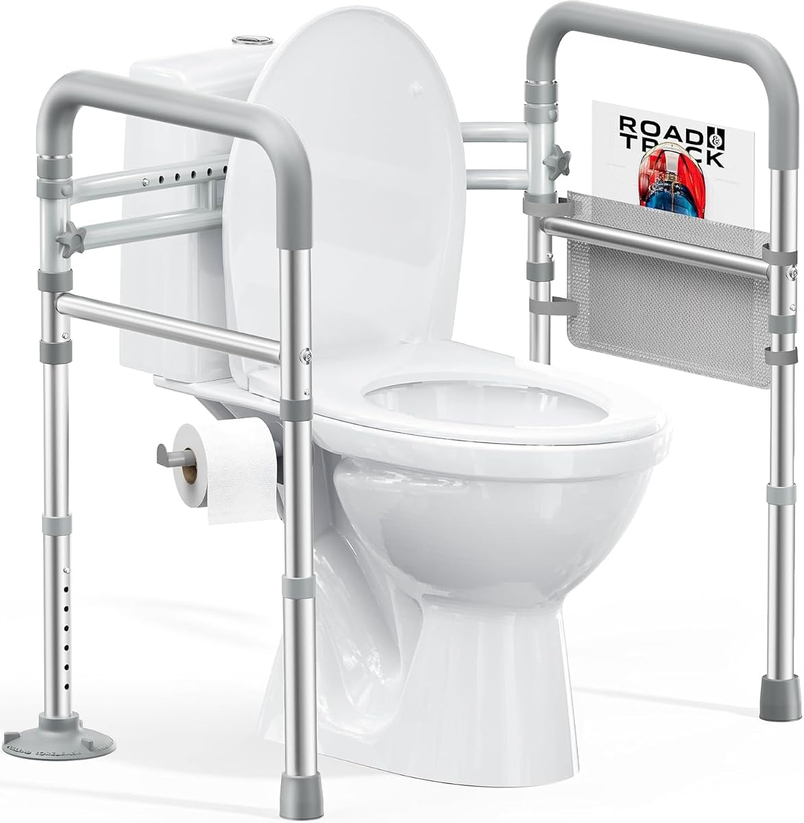 Toilet Safety Rails for Seniors, Adjustable Height & Width, 350 Lbs | Padded Armrests, Foldable Aluminum Toilet Safety Frame, Handicap Toilet Handles for Elderly and Disabled, Fit Any Toilets