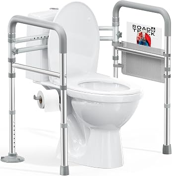 HOMLAND Toilet Safety Rails for Seniors, Adjustable Height & Width, 350 Lbs | Padded Armrests, Foldable Aluminum Toilet Safety Frame, Handicap Toilet Handles for Elderly and Disabled, Fit Any Toilets
