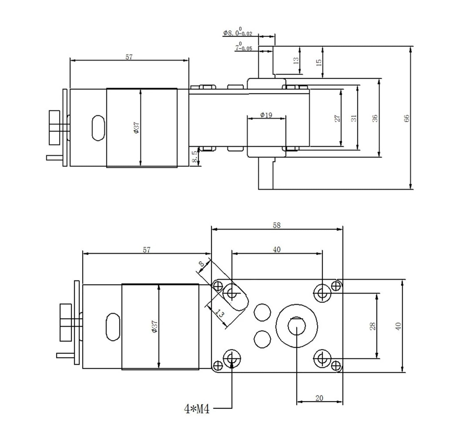 Motore con Encoder 5840-555B Motore con Encoder CC 12V 24V Riduttore a Doppio Albero 12-470 Giri/min Riduttore a Vite Senza fine Motore ad Alta Coppia Elettrodomestici(160RPM_24V)